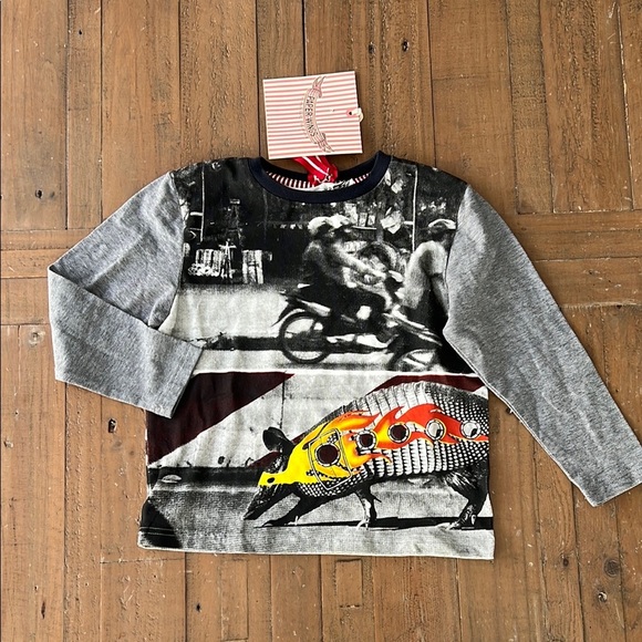 Paper wings flaming armadillo graphic long sleeve tee nwt - Picture 1 of 6